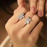 Stellar-Bloom Clusters Marquise- & Pear-Cut Diamond Star Earrings in 18 K White Gold